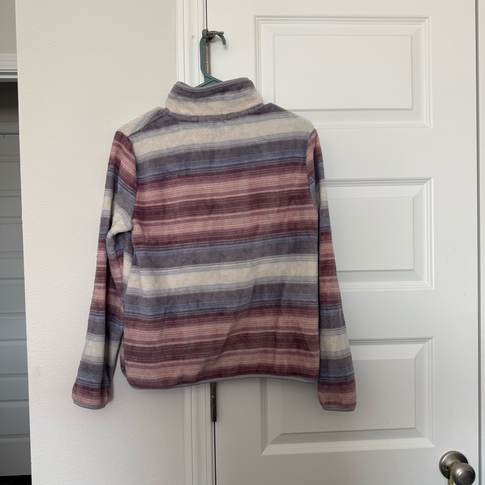 Wallflower Women's Striped Quater Zip-Up Jacket - Purple, Gray, Cream - Picture 2 of 2